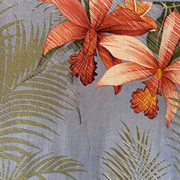 Tommy Bahama Linen Blue Floral Palm Tropical Camp Collar Button Down Shirt XL - Picture 5 of 12